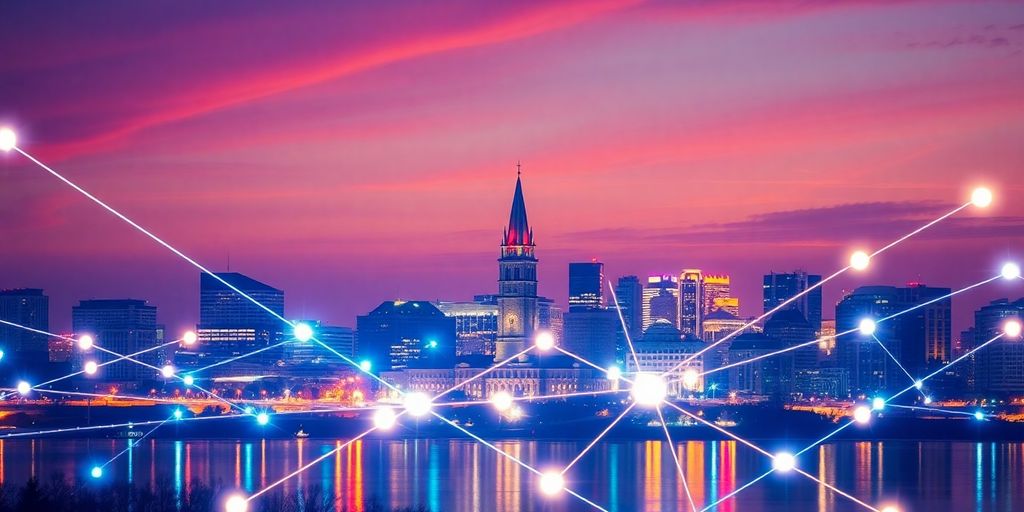 Link Building Services in Ottawa represented by a connected digital network 
