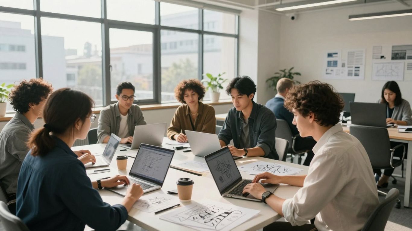 Team collaborating in an office, representing an Ottawa Creative Agency.